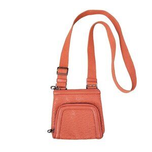 Folli Follie Orange Leather Mini Bag Canvas Crossbody Strap
